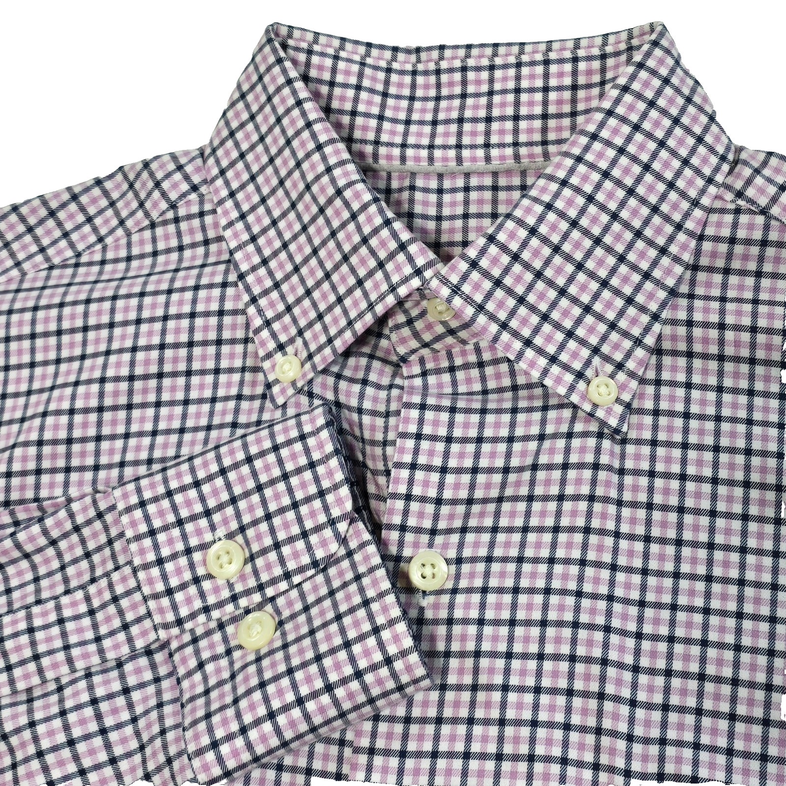 Peter Millar Men’s Button Down Shirt Small Purple Navy Check Stretch Cotton Blen